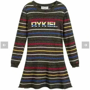 Sonia Rykiel Paris Girls Striped Dress Long Sleeve | Sparkle Gray Stripe | SZ 14